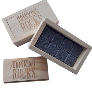 Drinking Rocks Whiskey Wood Box Cold Drink Cheers